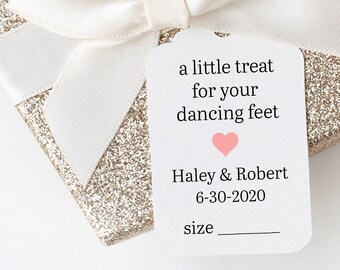 A Little Treat for Your Feet Dancing Feet, Flip-Flop Wedding Tags, Bridal Spa Sandal Tags, Personalized Beach Theme Wedding Flip-Flop Tags