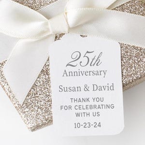 25th Anniversary Party Favor Tags Silver Anniversary Thank You Tags For Anniversary Favors Personalized Tags for Anniversary Celebration
