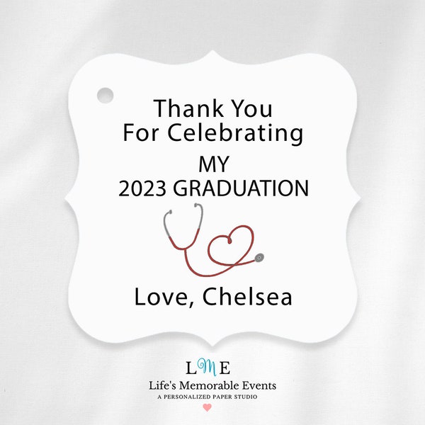 Medical School Graduation Tags, Nurse Grad Tags, Medical Assistant Graduation Stethoscope Tag, Personalized Favor Tags for Graduation