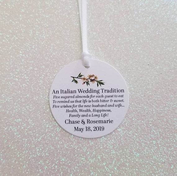 Elegant Wedding Favor Tags, An Italian Wedding Tradition *FIVE WISHES