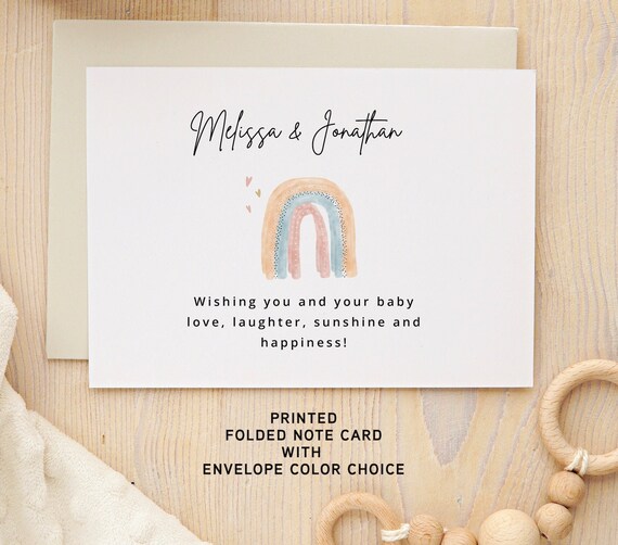 Boho Rainbow Baby Card, Shower Card for Parents to Be, Rainbow