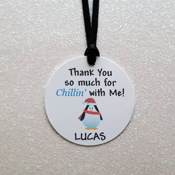 PENGUIN Birthday Party Favor Tags, Thanks for CHILLIN' with Me, Boys Winter Birthday Party, Kids Winter Chilling Favor Tags, PERSONALIZED Il_570xn