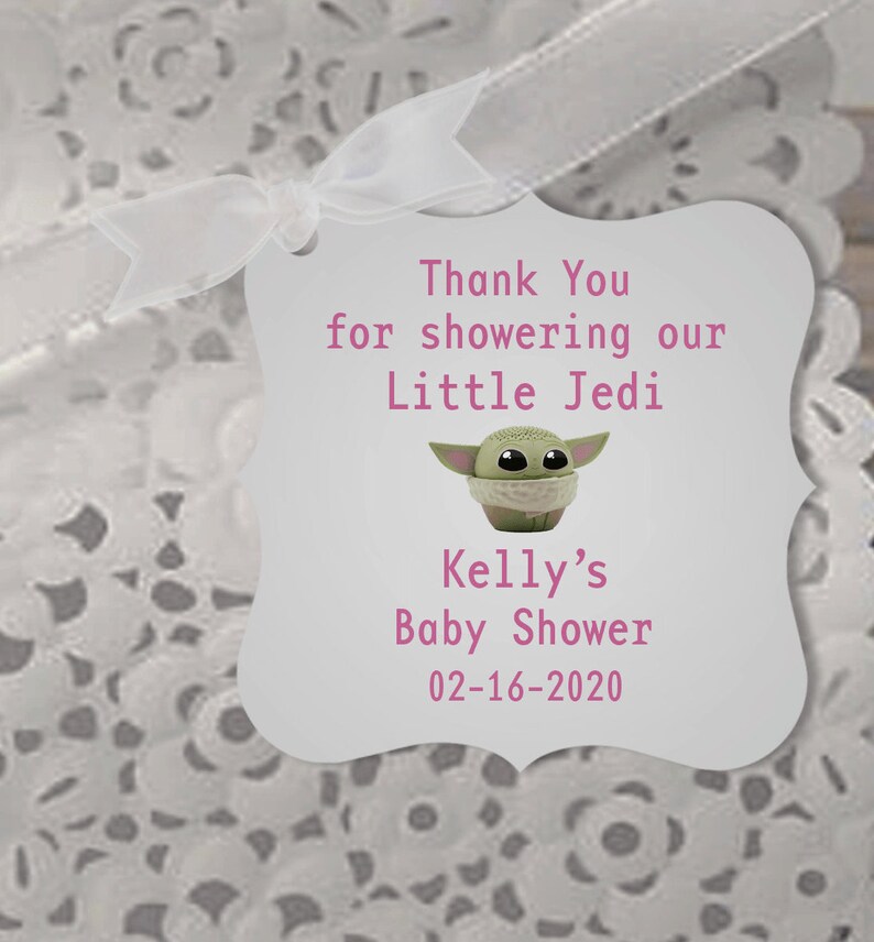 Baby Yoda Favor Tags Star Wars Baby Shower Jedi Baby Girl Etsy