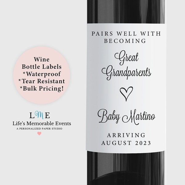 Baby Announcement Great Grandparents Gift Idea, Pregnancy Announcement, New Great Grandparents, Personalized Waterproof Labels, Bulk Pricing