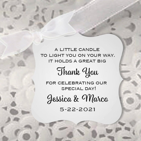 Wedding Candle Favor Tags Engagement Party Favor Tags Thank Etsy