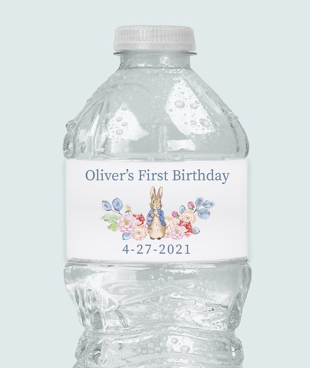 Peter Rabbit Name Labels Peter Rabbit Water Bottle Labels, Blue Bunny Birthday Party Labels ...