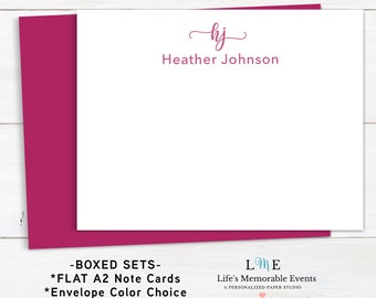 Monogram Note Cards, Personalized Modern Stationery, Bridesmaid Gift Idea, Script Note Cards Personalized Gift For Her