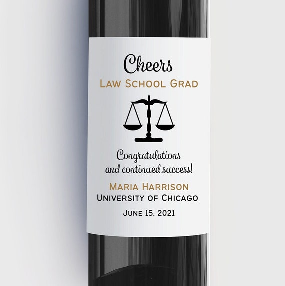 Law School Graduation Wine Bottle Labels, Law Grad Wine Gif Idea, Personalized Waterproof and Tear Resistant Labels, Bulk Order Pricing! Il_570xn