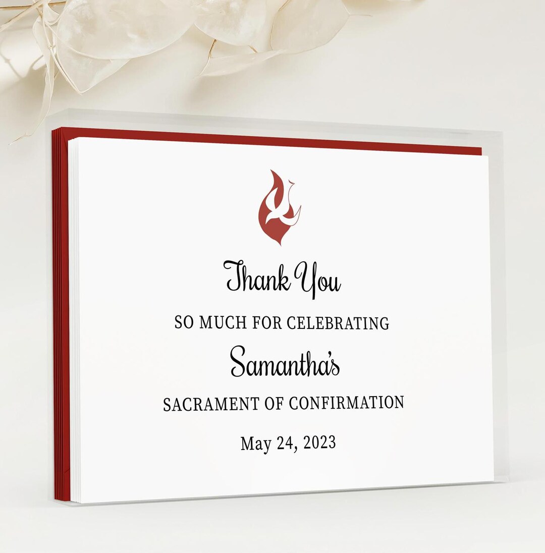 Confirmation Thank You Cards, Dove and Flame, Sacrament of Confirmation ...