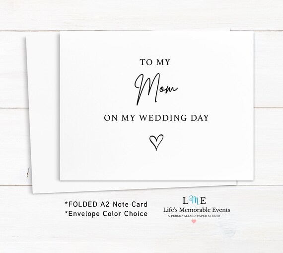 To My Mom On My Wedding Day Card, Mother of the Bride Note Card, To My Dad Wedding Card, Folded A2 Cards, Ready to Ship! Il_570xn