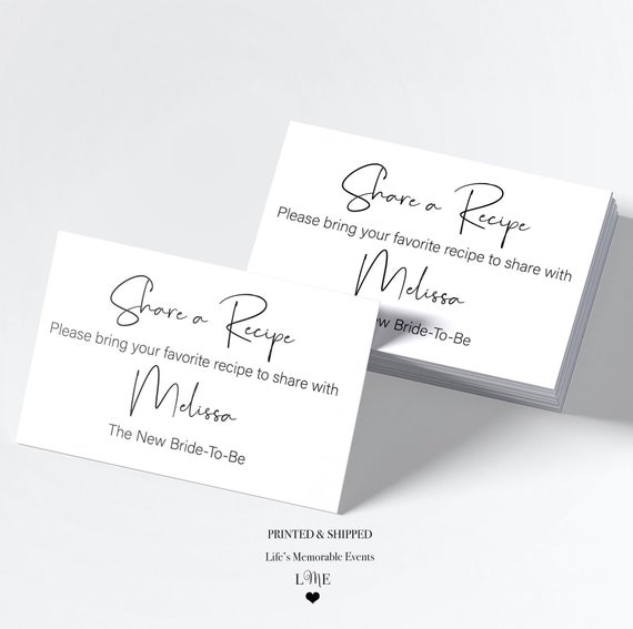 Share a Recipe With The Bride To Be Cards, Bridal Shower Invitation