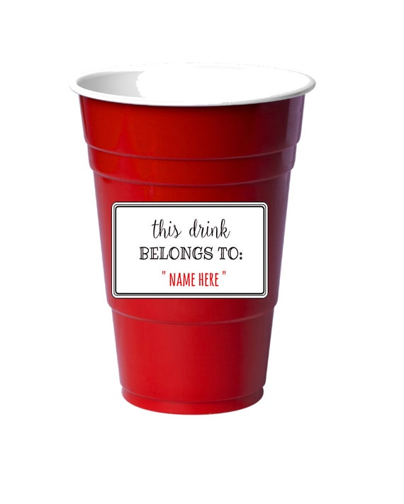 Drink Cup Stickers, This Drink Belongs To, SOLO CUP Label, Fill in the