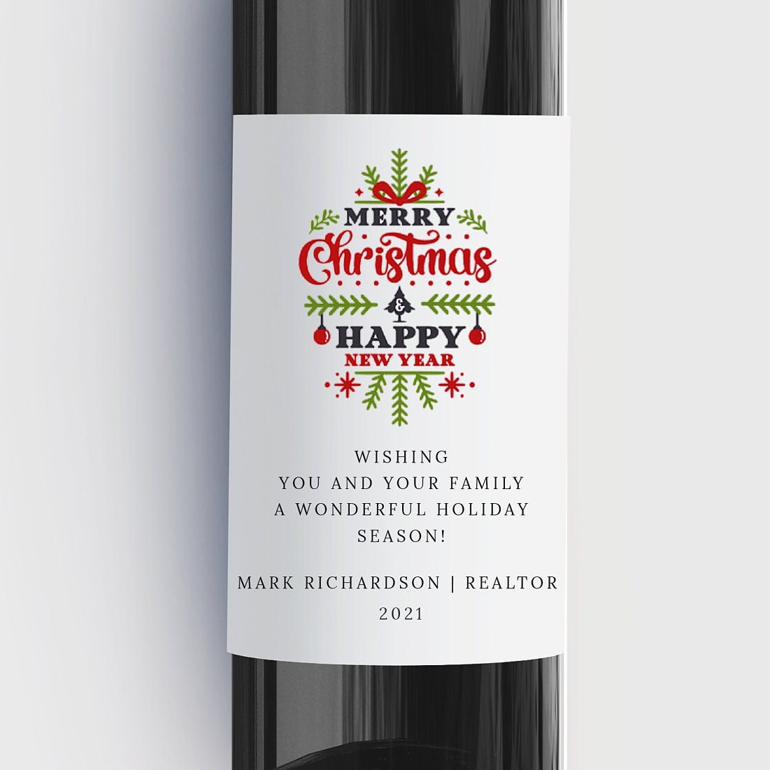 Realtor Christmas Wine Bottle Label Realtor Holiday Gift - Etsy