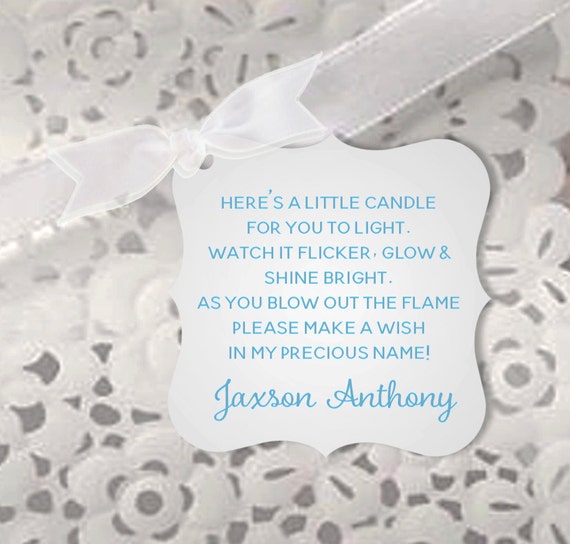 Candle Favor Tags Baby Boy Shower Candle Tea Light Poem Tag Personalized By Life S Memorable Events Catch My Party