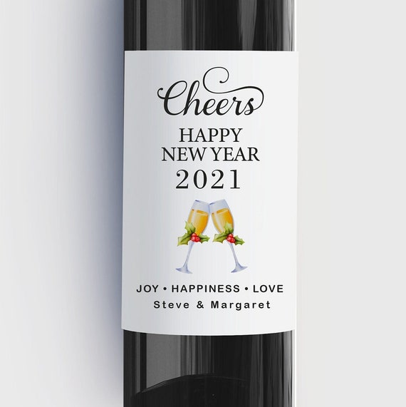 New Years Wine Bottle Label, Hostess New Years Party Gift Idea, Personalized Waterproof Tear Resistant Label, Bulk Order Pricing! Il_570xn