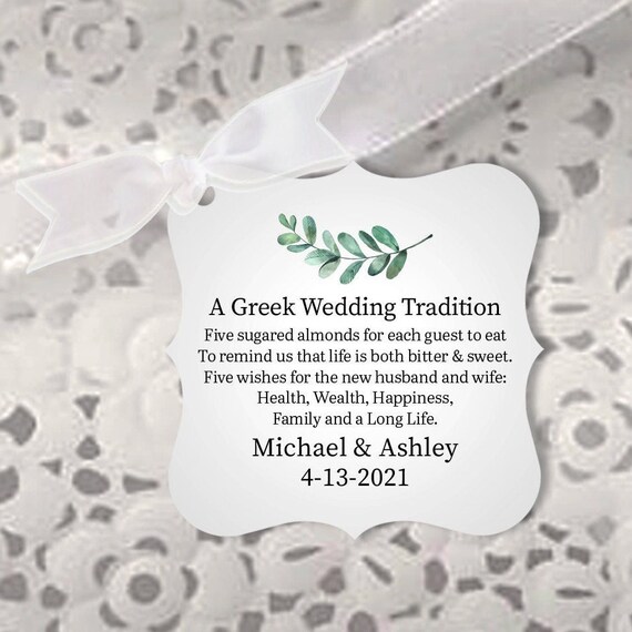 A Greek Wedding Tradition Jordan Almond Tags, Greek Tradition Favor