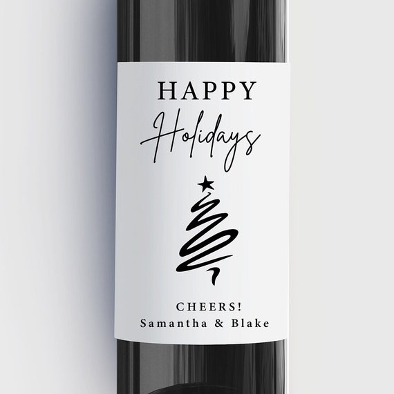 Happy holidays wine labels