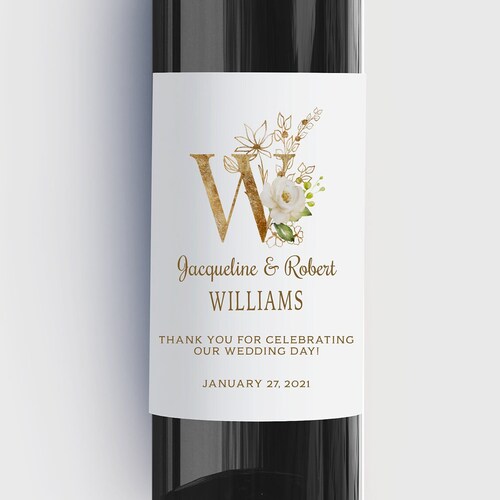 Personalized monogram wine bottle labels