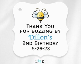 Bumble Bee Birthday Party Favor Tags, Thank You for Buzzing By Tags, Personalized Honey Jar Tags for Boy Bumble Bee Birthday Party