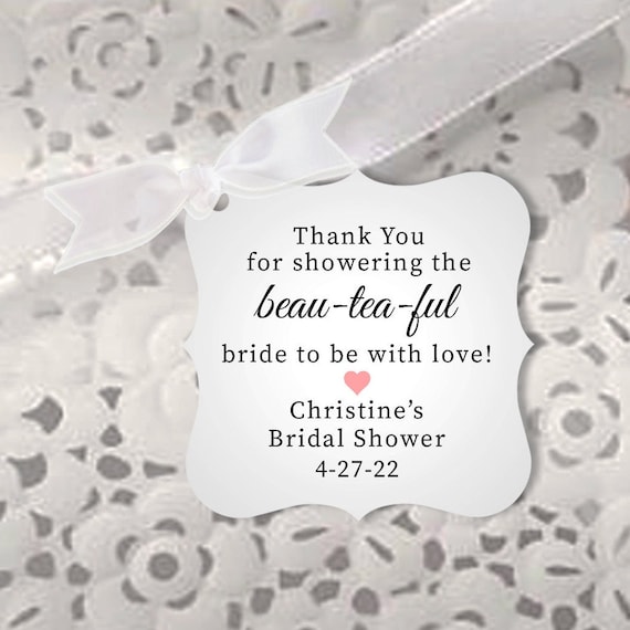 Bridal Beau-tea-ful Favor Tags, Bridal Shower Tea Party Tags, Thank You Tea Bag Favor Tags, Personalized Tea Bag Tags for Bridal Shower Il_570xn