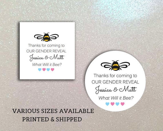 Gender Reveal Baby Shower Sticker Labels, What Will It Bee, Pink and Blue, Parents to Bee, Honey Jar Stickers, PERSONALIZED Il_570xn