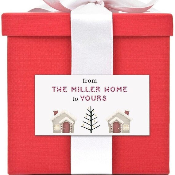 From Our Home To Yours, Winter Holiday Gift Tags, Neighbor Christmas Gift Tags, Personalized, Sold in Sets Il_570xn