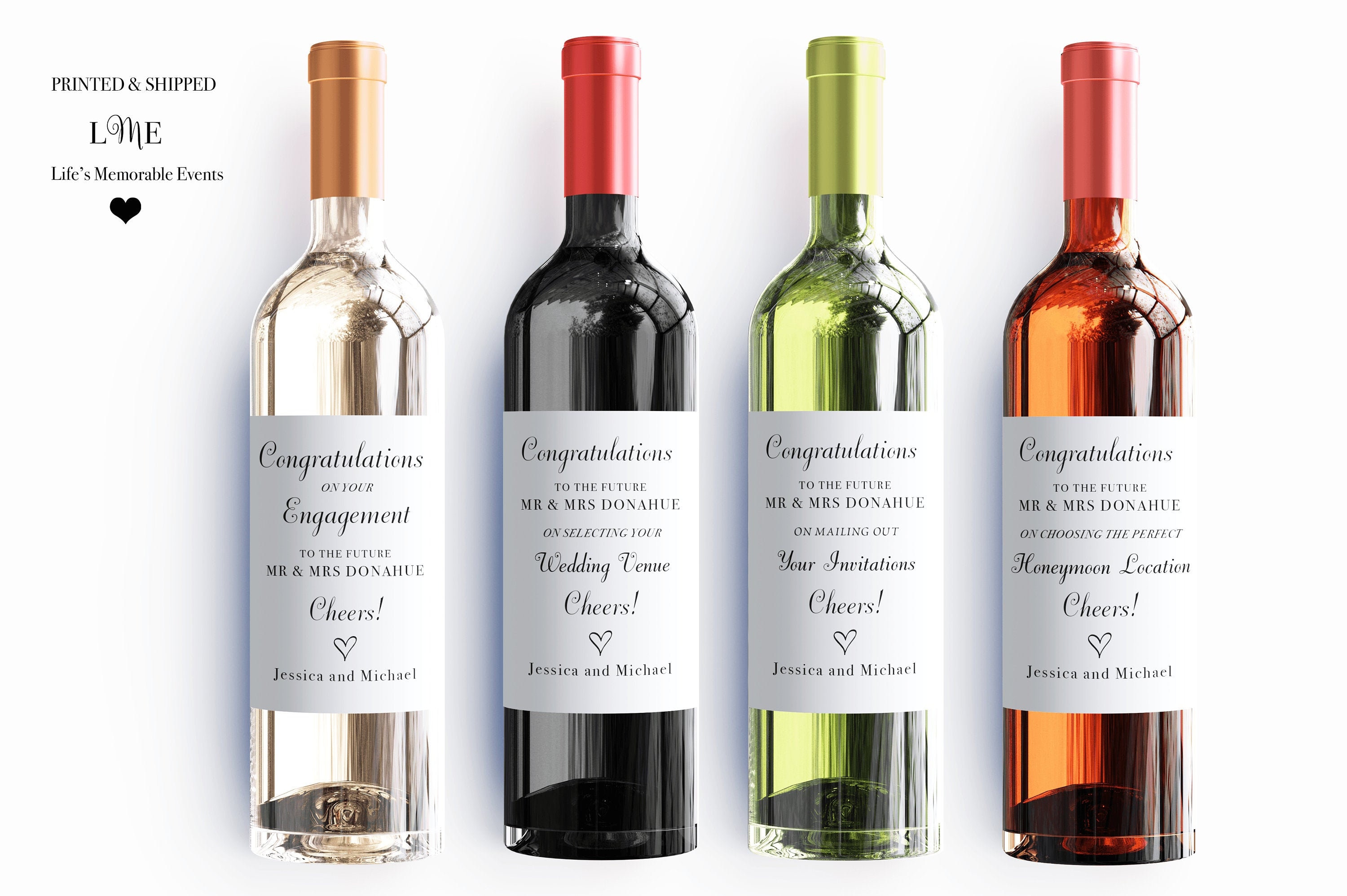 PRINTED Engagement Party Wine Bottle Labels Engagement Gift Etsy