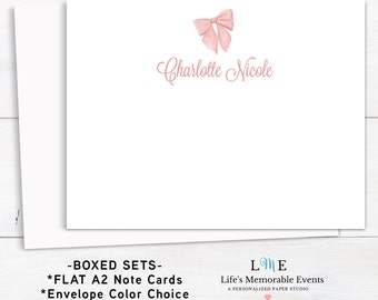 Baby Girl Stationery Baby Shower Thank You Cards with Pink Bow Baby Girl Cards from the Nursery Note Cards, Personalized Gift