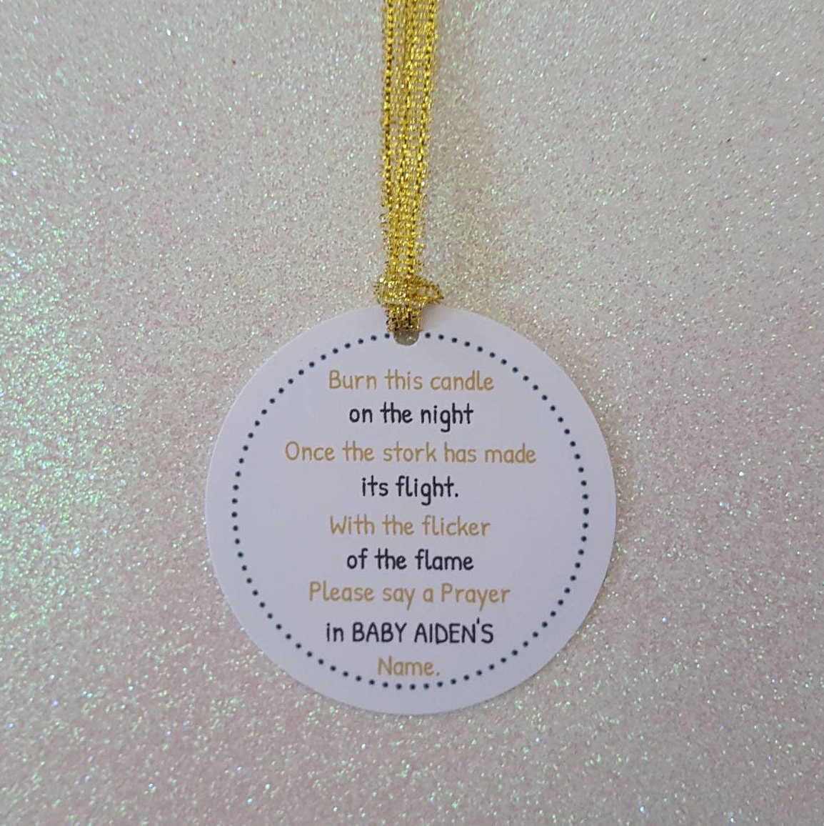 CANDLE Favor Tags Baby Shower Candle Poem Stork Tea Light | Etsy
