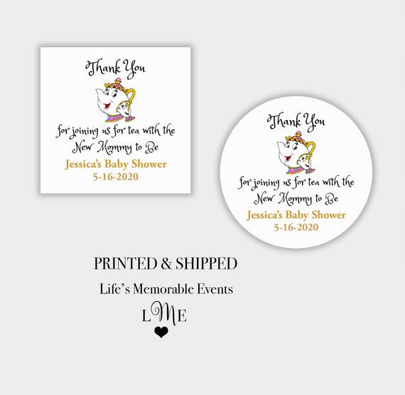 Thank You For Joining Us For Tea, New Mommy-to-Be Sticker Labels, Disney Baby Shower Tea Party, Personalized Il_570xn
