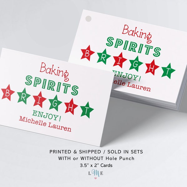 Baking Spirits Bright Holiday Baked Goods Tags, To and From Homemade Christmas Cookie Tags, Personalized Holiday Baking Tags, Printed Tags