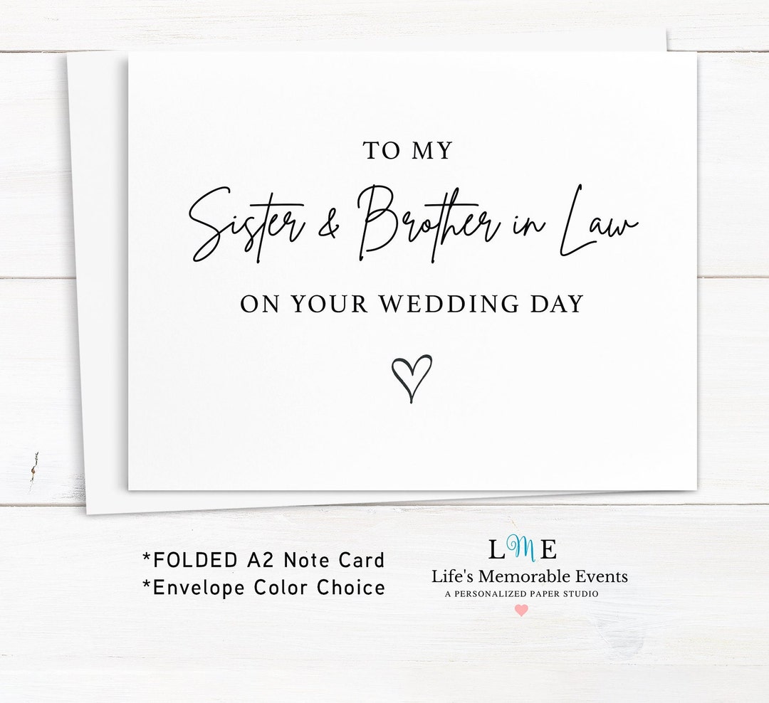 To My Sister & Brother in Law Wedding Card Sister Wedding Day Etsy