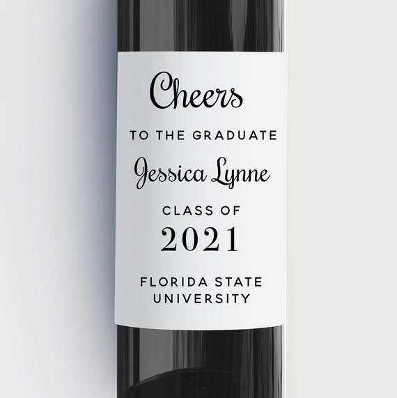 Graduation Wine Bottle Labels, Cheers To The Graduate, Grad Gift Idea, Personalized Waterproof and Tear Resistant Labels, Bulk Order Pricing Il_570xn