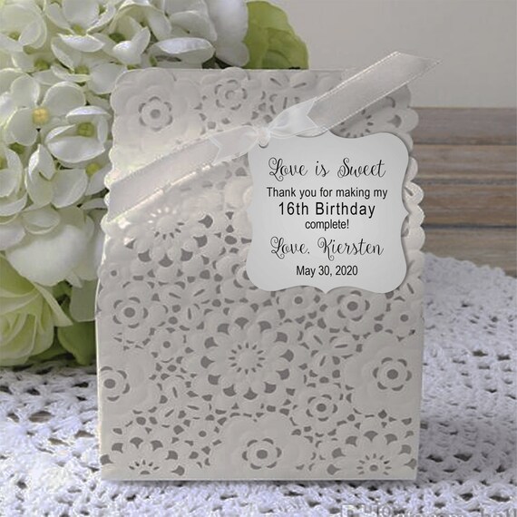 Sweet 16 Birthday Favor Tags, Love is Sweet, Sweet Sixteen CandyTags, Personalized, Custom Font Colors Available Il_570xn