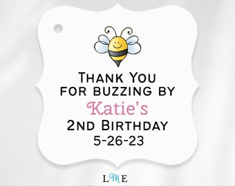 Bumble Bee Birthday Party Favor Tags, Thank You for Buzzing By Tags, Personalized Honey Jar Tags for Girl Bumble Bee Birthday Party