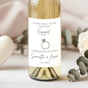 Pairs Well With Getting Engaged, Wine Gift Idea for Engaged Couple, Engagement Wine Label, Personalized Waterproof Label, Bulk Order Pricing