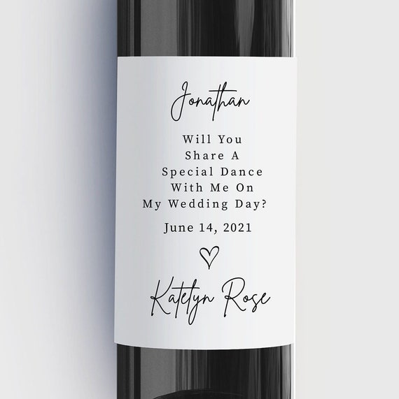 Wedding Dance Request Wine Bottle Label, Wedding Dance Proposal Gift Idea, Personalized, Waterproof Sticker Label Il_570xn