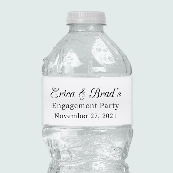 100 Seersucker Pattern Wedding Anniversary Engagement Party Water Bottle Labels 