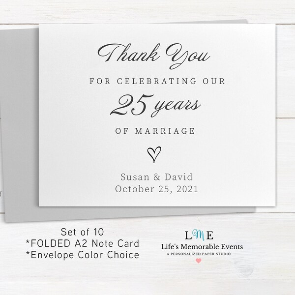 Thank You Anniversary Party Cards Etsy