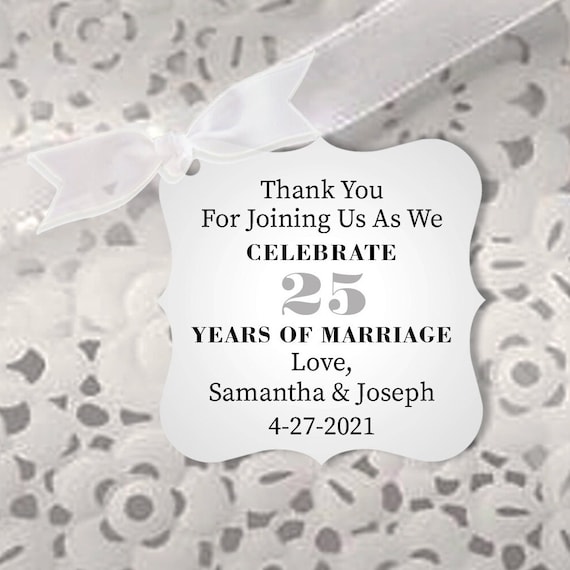 25th Wedding Anniversary Favor Tags, Silver Wedding Anniversary Decor, Anniversary Party Gift Tags, Personalized Thank You Anniversary Tags Il_570xn