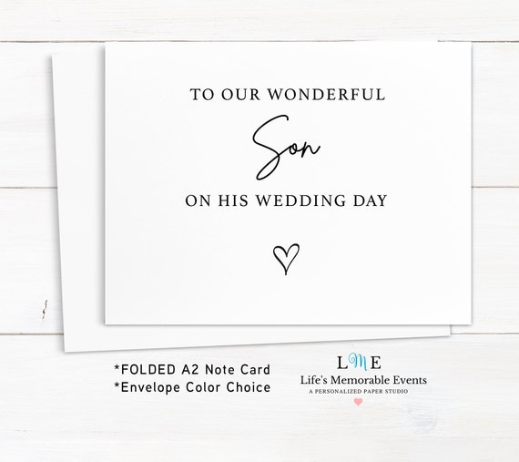 To Our Son On His Wedding Day Notecard, Card for Son On His Wedding, To My Son on His Wedding Day Card, Folded A2 Card, Ready to Ship Il_570xn