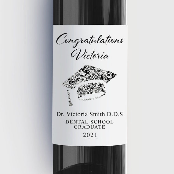 Dental School Grad Wine Bottle Labels, D.D.S. Graduate Wine Label