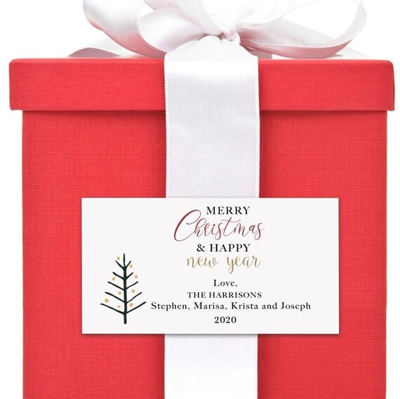 Personalized Merry Christmas Gift Tags, Modern Holiday Tags, Christmas & New Year Package Tags, Personalized, Sold in Sets Il_570xn