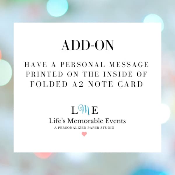 ADD-ON Personal Message to Your A2 Wedding Day Card, Not Shipped Out Yet