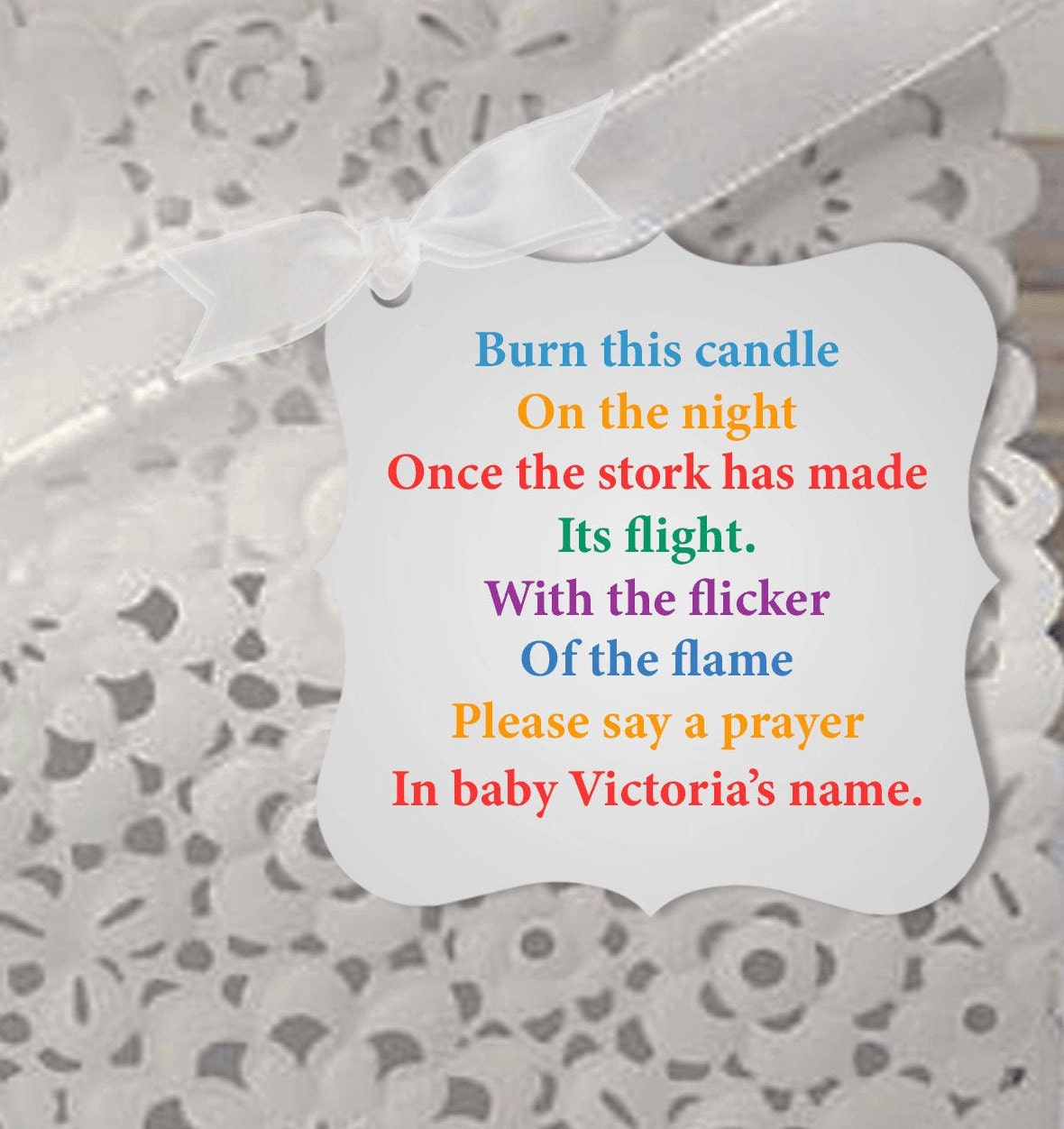 Rainbow Baby Shower Tea Light Candle Poem Fiesta Shower Etsy