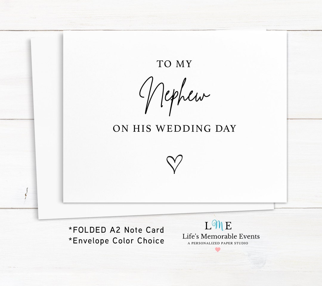 To My Nephew on His Wedding Day Card Wedding Note Card to Etsy