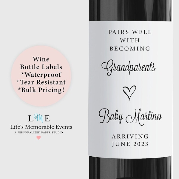 Baby Announcement Grandparent Gift Idea, Pregnancy Announcement, Becoming a New Aunt, Personalized Waterproof Labels, Bulk Pricing!