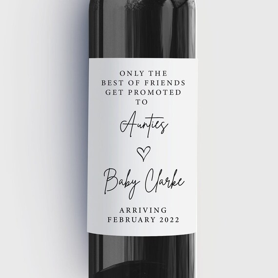 Pregnancy Announcement Wine Bottle Label, Only The Best of Friends Get Promoted to Aunties, Waterproof Labels, Personalized Il_570xn