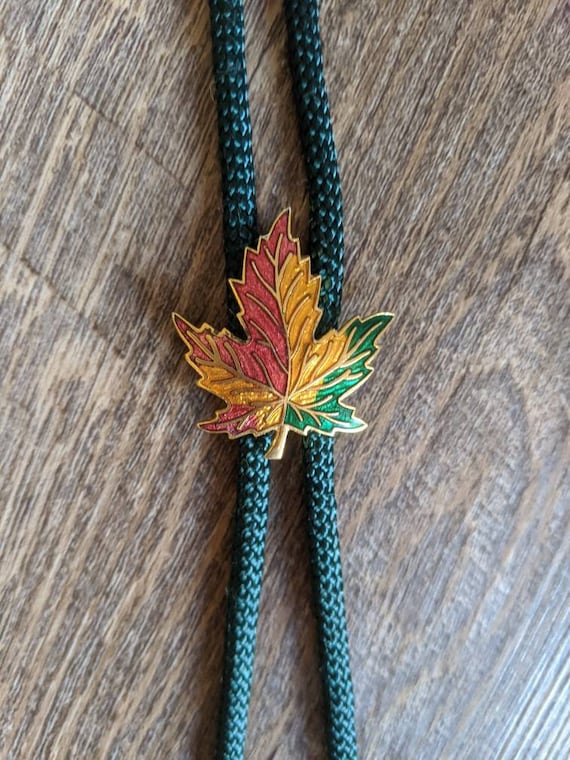 Vintage Bolo Tie Maple Leaf Fall Aesthetic 1970's… - image 2