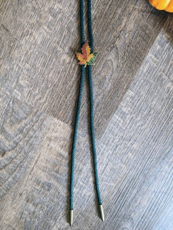 Vintage Bolo Tie Maple Leaf Fall Aesthetic 1970's… - image 5